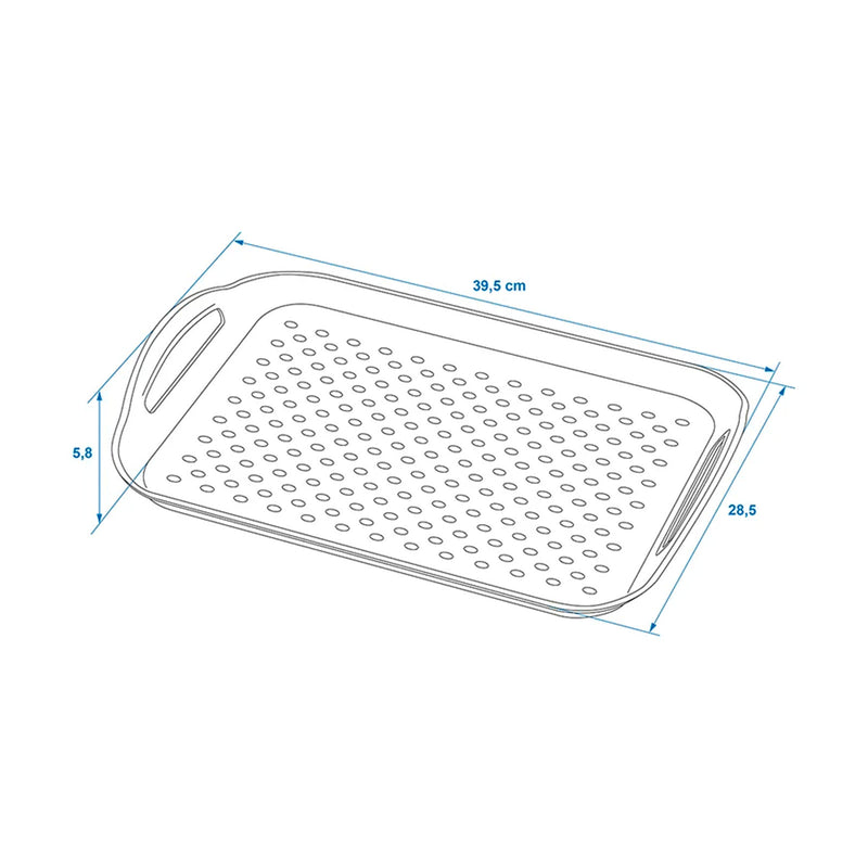 Serviertablett rutschfest Kunststoff Anti-Rutsch Tablett Camping 39,5x28,5x5,8cm