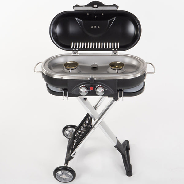 Camp4 Trolley Grill - 50mbar Piezo-Zündung 2-Kochplatten BBQ Tischgasgrill