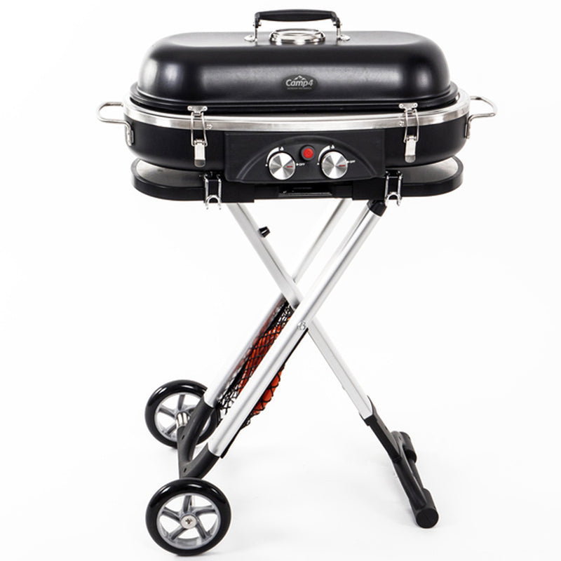 Camp4 Trolley Grill - 50mbar Piezo-Zündung 2-Kochplatten BBQ Tischgasgrill