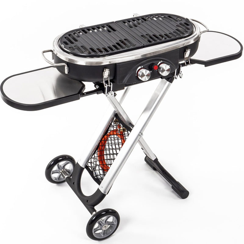 Camp4 Trolley Grill - 50mbar Piezo-Zündung 2-Kochplatten BBQ Tischgasgrill