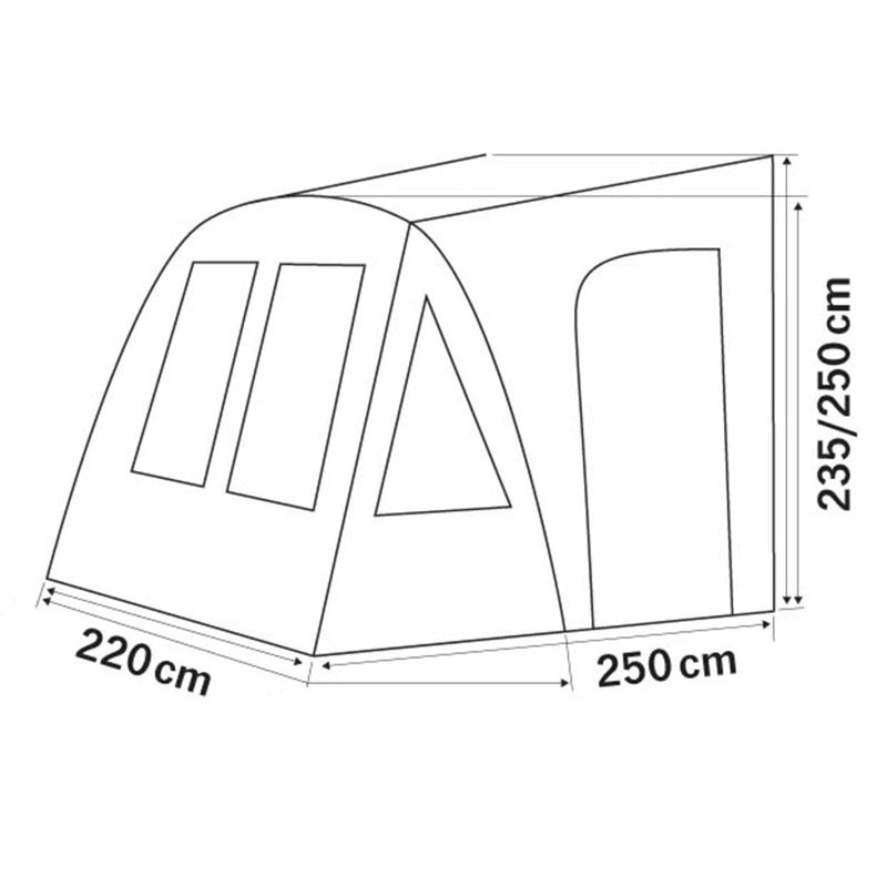 Vorzelt One Beam Air 220x250cm Luftvorzelt Reisevorzelt für Wohnwagen, Wohnmobil