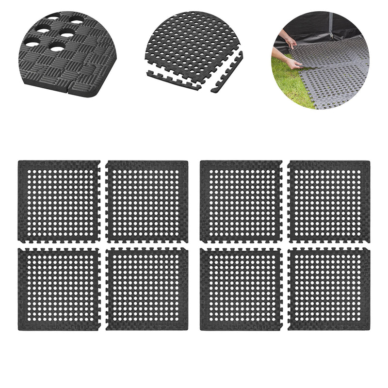 Vorzeltboden 8er Set Vorzelt Bodenplatten aus EVA 60x60cm Puzzlematte Schwarz