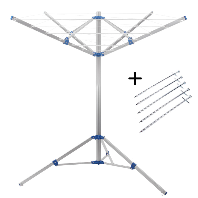 Camping Wäschespinne 15 Meter Leine, Spannweite 152 cm , Höhe 150 cm + Heringe