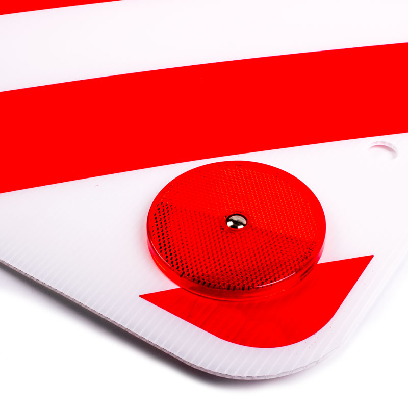 Warntafel mit Reflektoren, 50x50, Kunststoff, rot/weiß