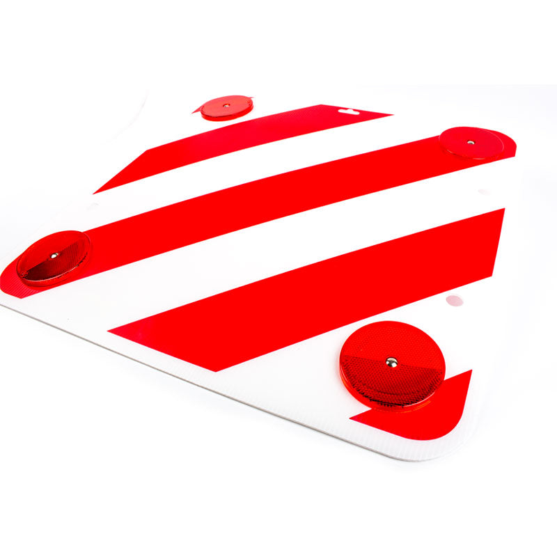 Warntafel mit Reflektoren, 50x50, Kunststoff, rot/weiß