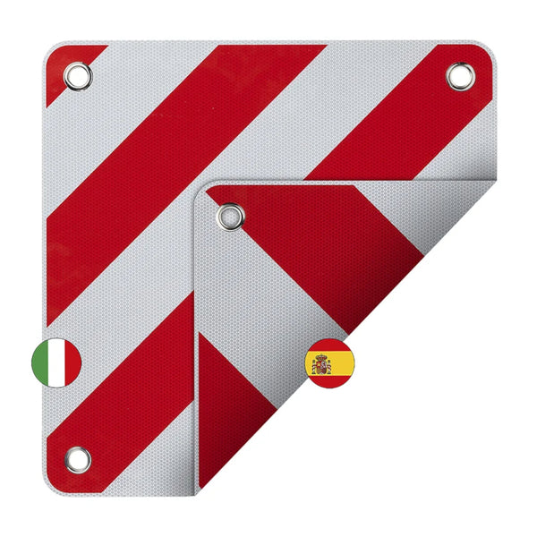 2in1 Warntafel für Italien + Spanien PVC 50x50 reflektierend - Reise Warnschild