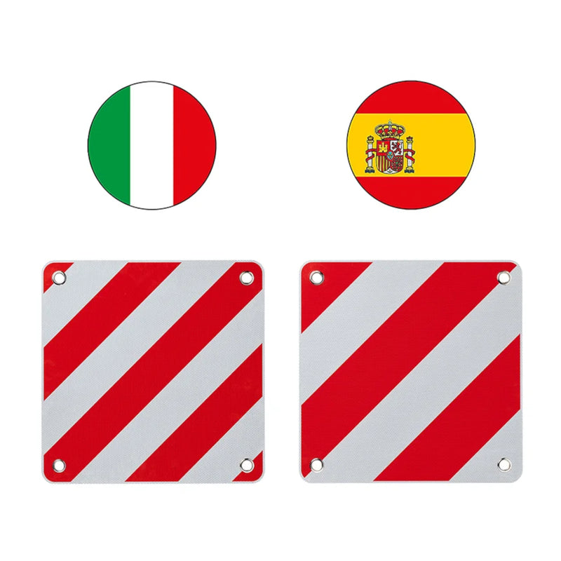 2in1 Warntafel für Italien + Spanien PVC 50x50 reflektierend - Reise Warnschild