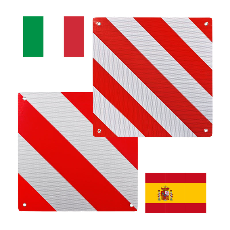 Warntafel zum wenden für Italien/Spanien Aluminium 50 x 50 cm Ösen