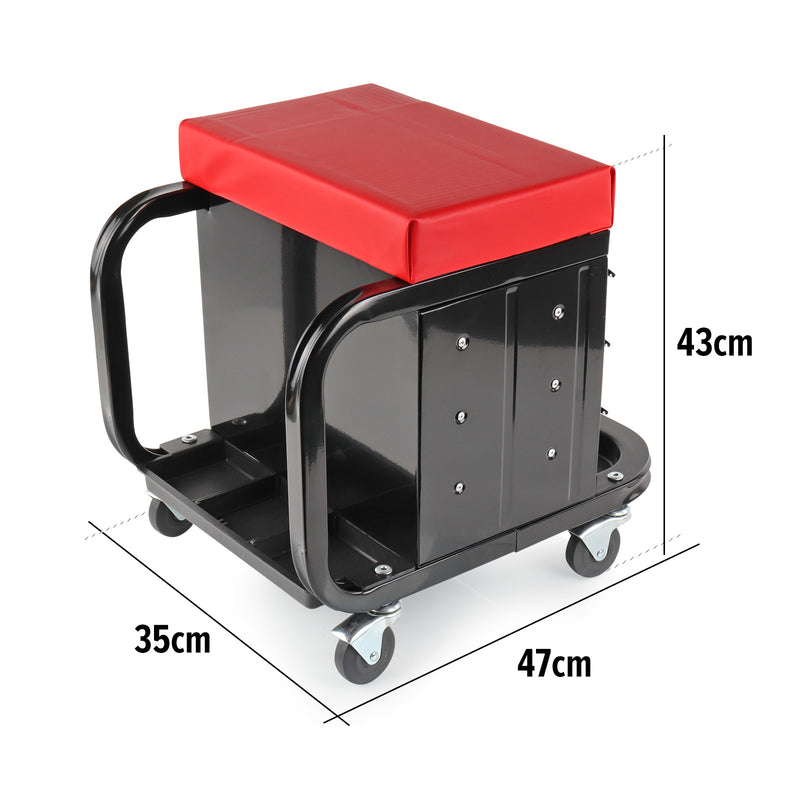 Werkstatthocker fahrbar, Tragfähigkeit ca. 135 kg, 48 x 35 x 43 cm