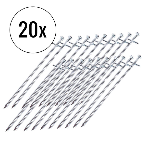 Zeltheringe für harte Böden 20er Set, silber, 23 cm, Stahl