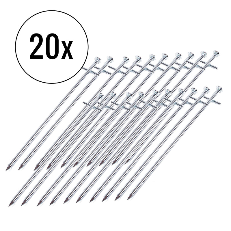 Zeltheringe für harte Böden 20er Set, silber, 23 cm, Stahl