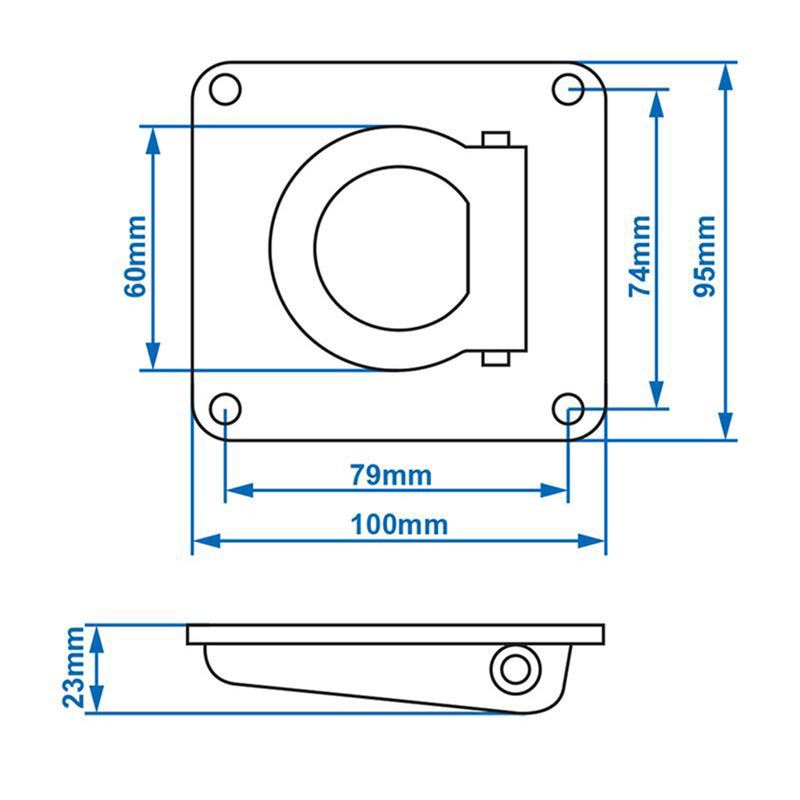 2x APT  Zurrmulde mit Feder 100mm x 95mm Zugkraft 800Kg verzinkt 60mm Ringöse