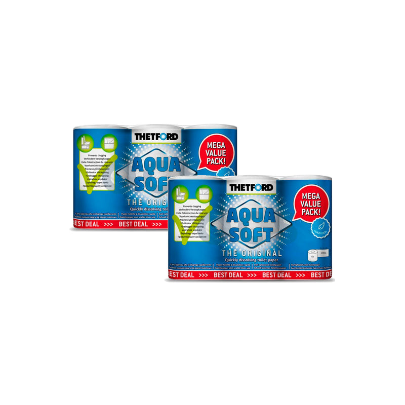 2x Thetford Aqua Soft Toilettenpapier, speziell für Campingtoiletten 6er Pack