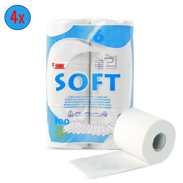 4 Packungen Fiamma Soft Toilettenpapier, 24 Rollen, speziell für Campingtoiletten