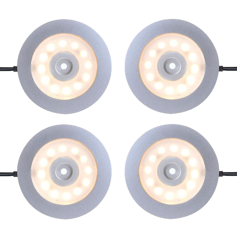 4er Set Aufbauspot 12 LED 240l, 12V-3,4W, Ø55x5,0mm