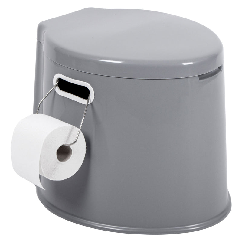 Tragbare Camping-Toilette, 7 Liter, Kunststoff, 40,5x49x33 cm, grau
