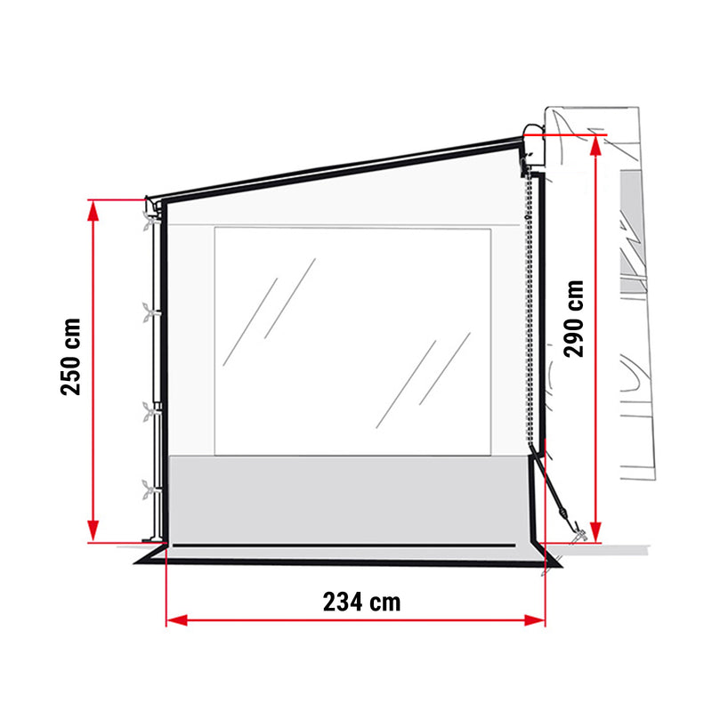 2x Universal-Seitenwand mit Fenster für Markise, grau, 250x234x290 cm