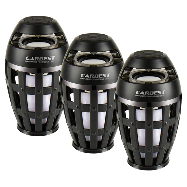 SET 3x Carbest LED Leuchte Flammeneffekt mit Bluetooth Lautsprecher - Akku Lampe